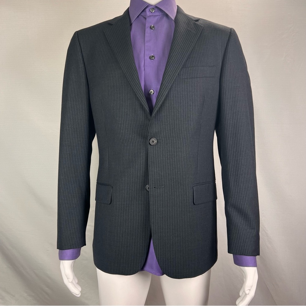 Hickey Freeman Black/Gray Pinstripe Blazer - 100% Wool - 40R